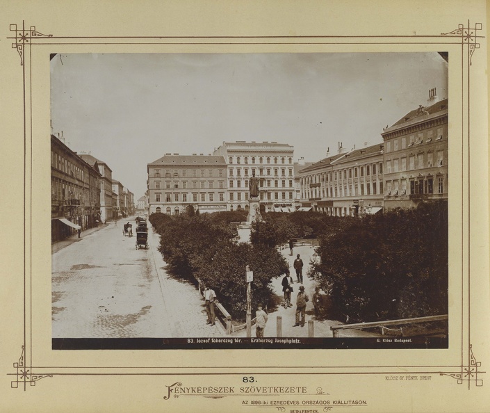 József nádor (József) tér. A felvétel 1883 körül készült. A kép forrását kérjük így adja meg: Fortepan / Budapest Főváros Levéltára. Levéltári jelzet: HU.BFL.XV.19.d.1.05.089