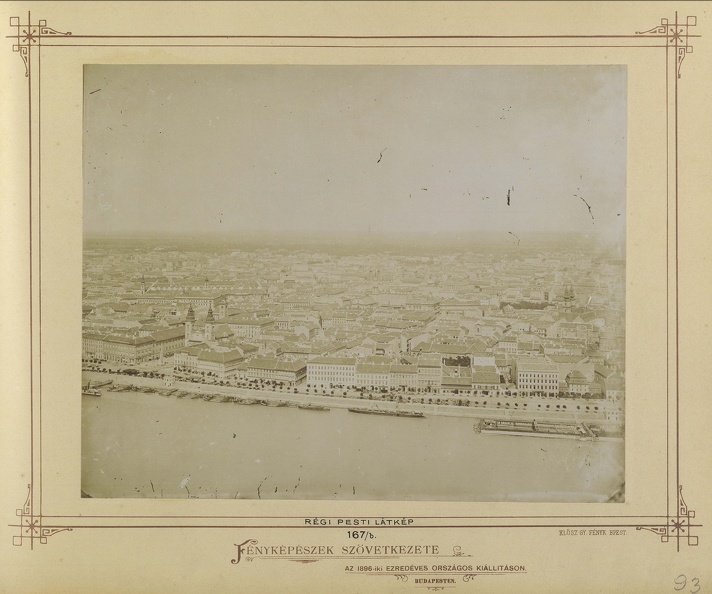 kilátás a Gellérthegyről a Belgrád rakpart (Aldunasor) és a belváros felé. A felvétel 1878 körül készült. A kép forrását kérjük így adja meg: Fortepan / Budapest Főváros Levéltára. Levéltári jelzet: HU.BFL.XV.19.d.1.05.183
