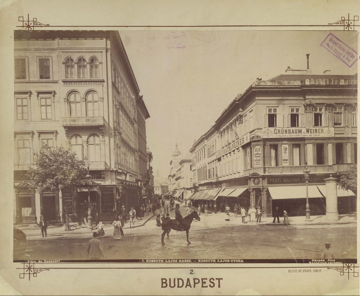 Kossuth Lajos utca a Rákóczi (Kerepesi) út felől nézve. A felvétel 1894 körül készült. A kép forrását kérjük így adja meg: Fortepan / Budapest Főváros Levéltára. Levéltári jelzet: HU.BFL.XV.19.d.1.07.002